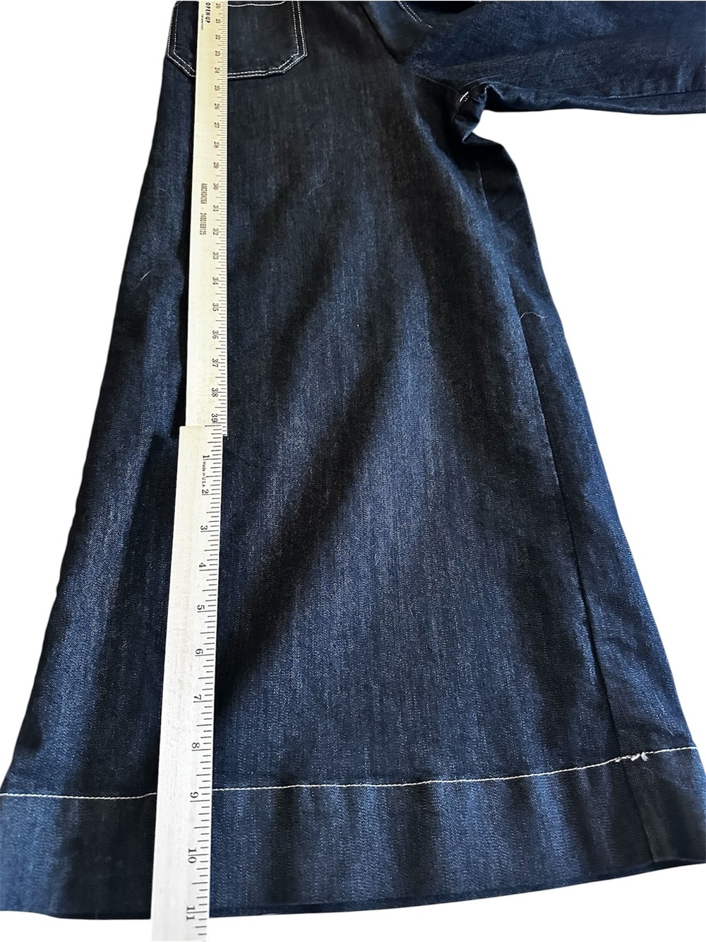 Anthropologie Maeve Dark Wash Denim Wide Leg Jumpsuit Size 4 - Picture 6 of 6